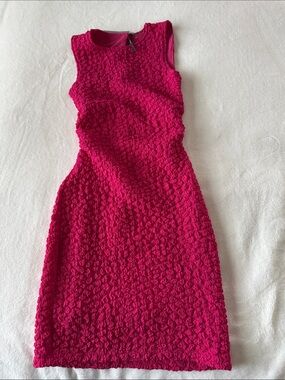 Anthropologie Fuchsia Textured Sleeveless Midi Dress